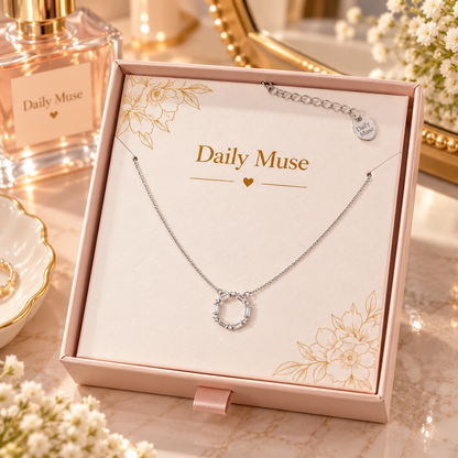 Silver Tone Baguette Crystal Pendant Necklace
