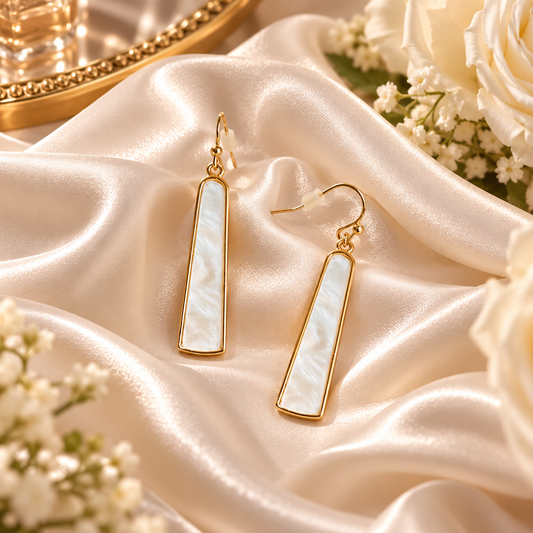 Gold Mother-of-Pearl Drop Earrings