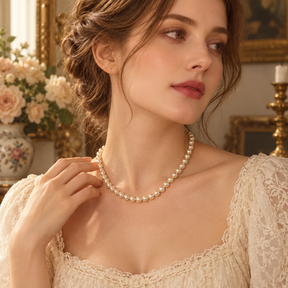 Faux Pearl Necklace with Silver-Tone Clasp