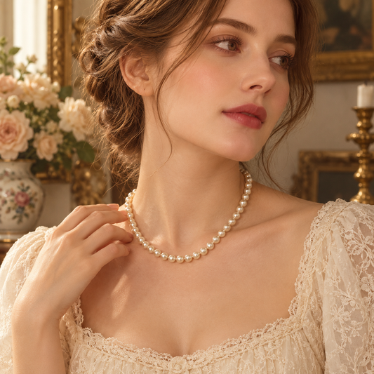 Faux Pearl Necklace with Silver-Tone Clasp