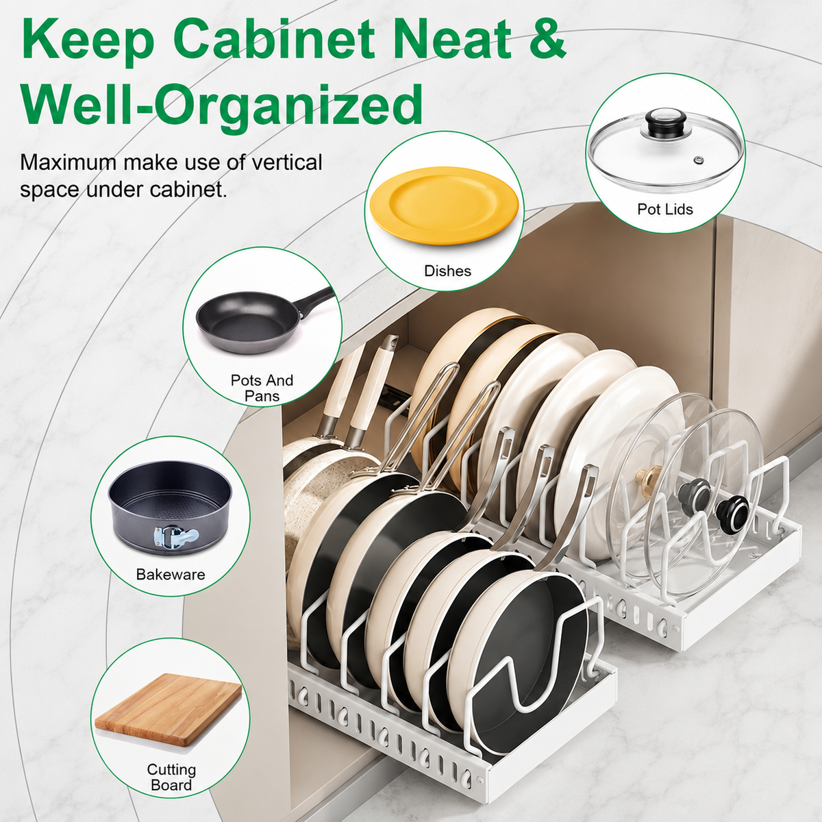 Adjustable Pull-Out Cookware Organizer