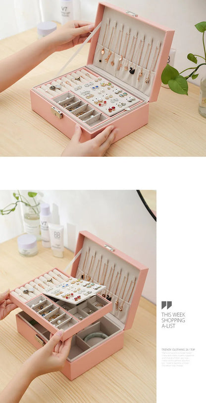 Double Layer Wooden Jewelry Box