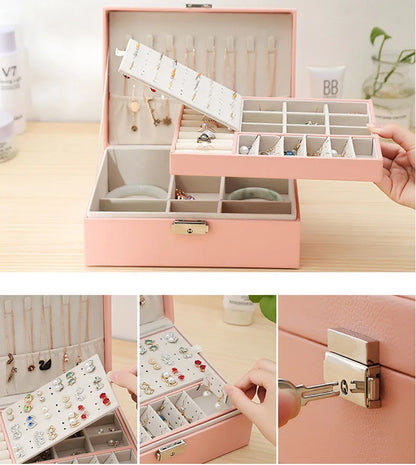 Double Layer Wooden Jewelry Box