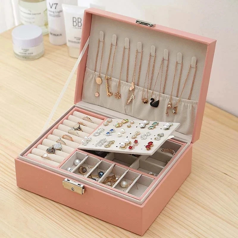 Double Layer Wooden Jewelry Box