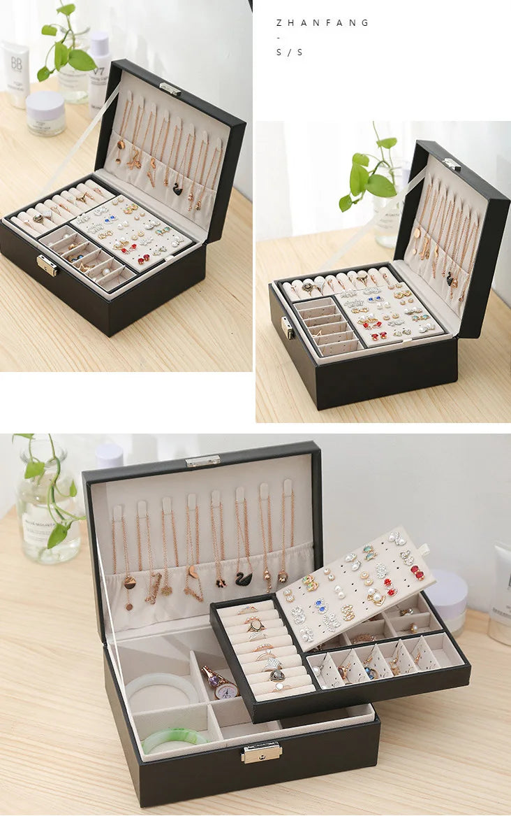 Double Layer Wooden Jewelry Box