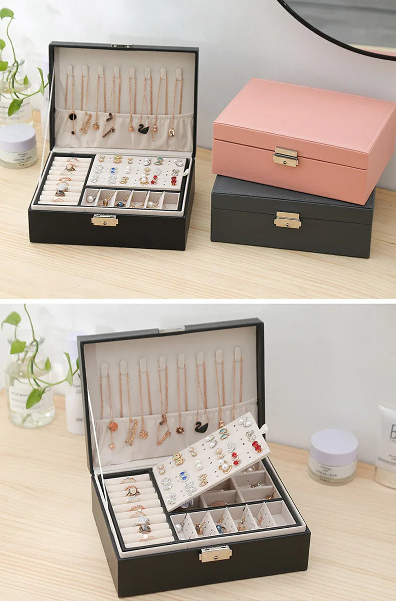 Double Layer Wooden Jewelry Box
