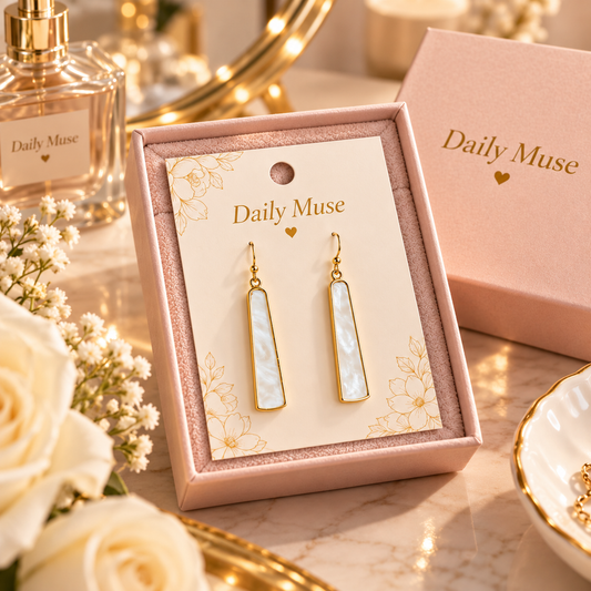 Gold Mother-of-Pearl Drop Earrings